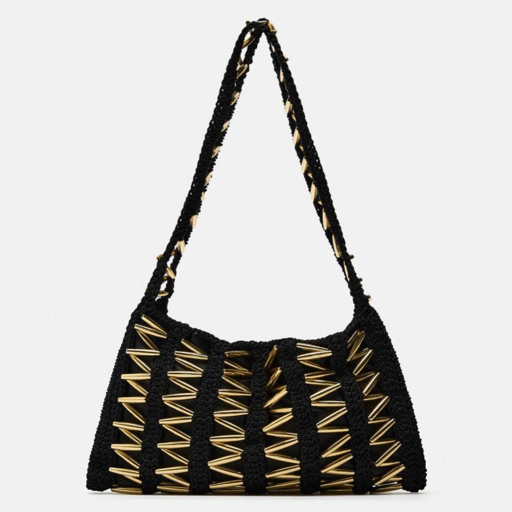 Zara gold zig zag beaded mini bag